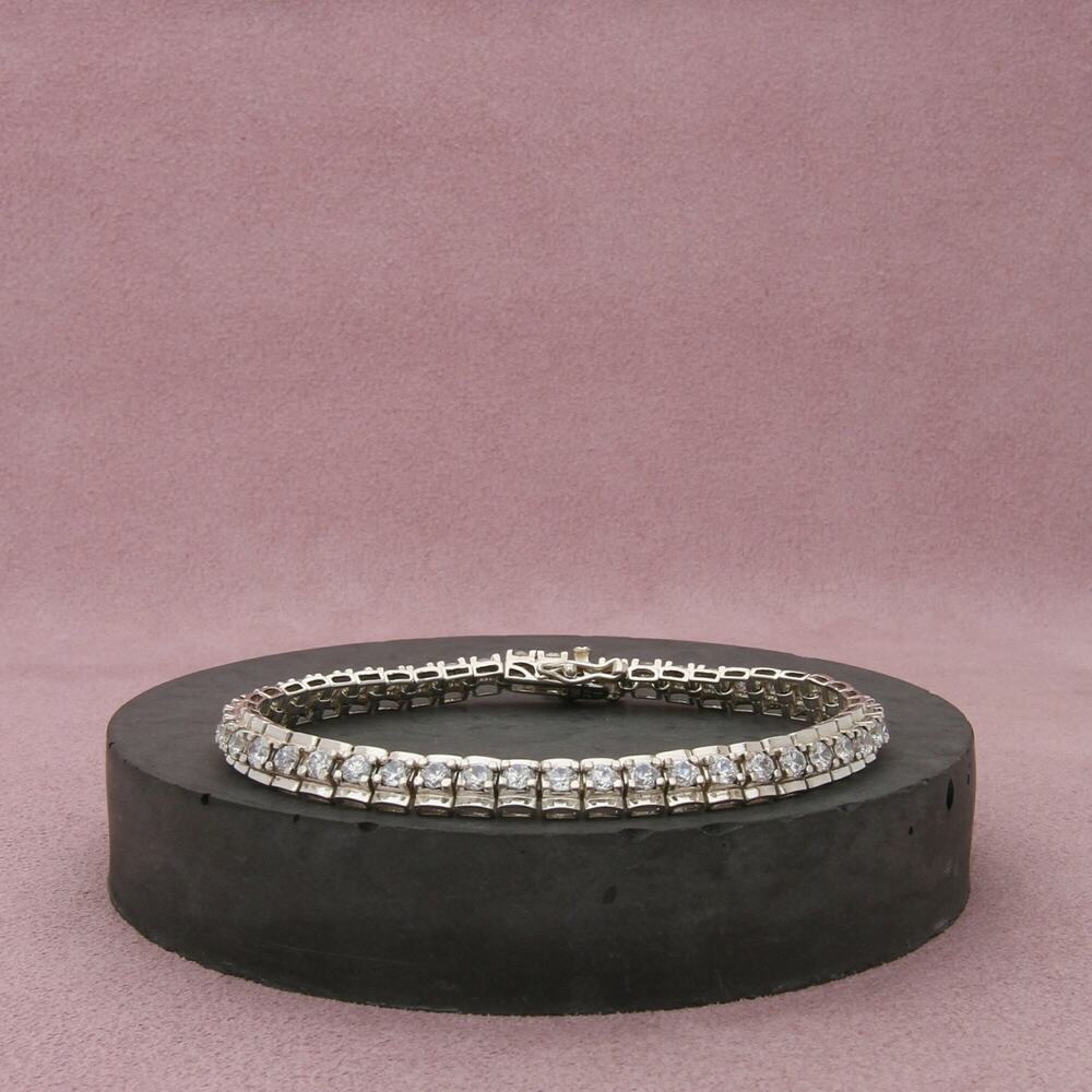 ross simons sterling silver round-cut cz tennis bracelet size 7in